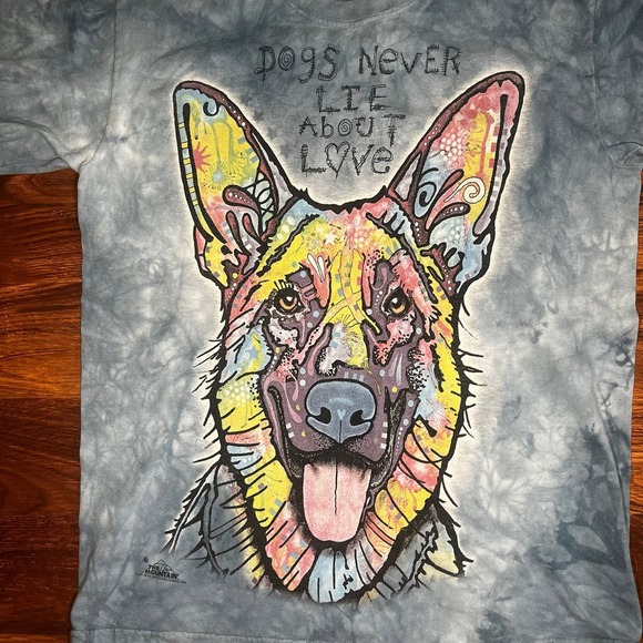 The Mountain German Shepherd Dog Tie Dye Graphic Shirt Unisex Adult Small - Picture 2 of 5